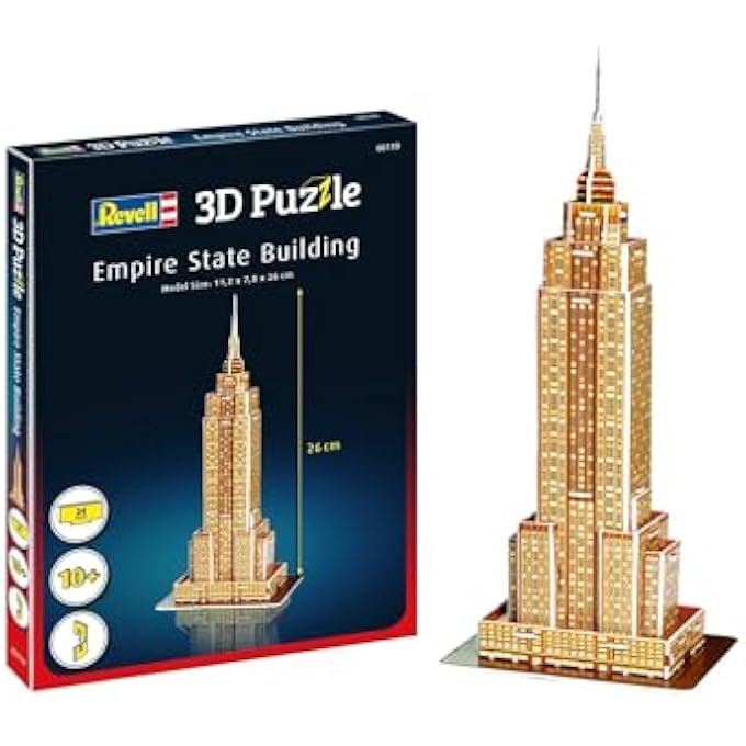 3D PUZZLE 00119 EMPIRE STATE BUILDING, DISCOVER THE WORLD IN 3D, CRAFT FUN FOR YOUNG AND OLD, COLOURED - Image 1